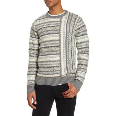 French Connection Regular Fit Graphic Stripe Sweater, Grey