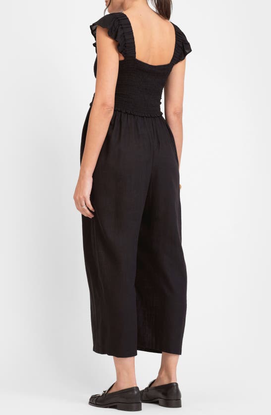 Seraphine Women's Linen-blend Maternity-to-nursing Jumpsuit In Black