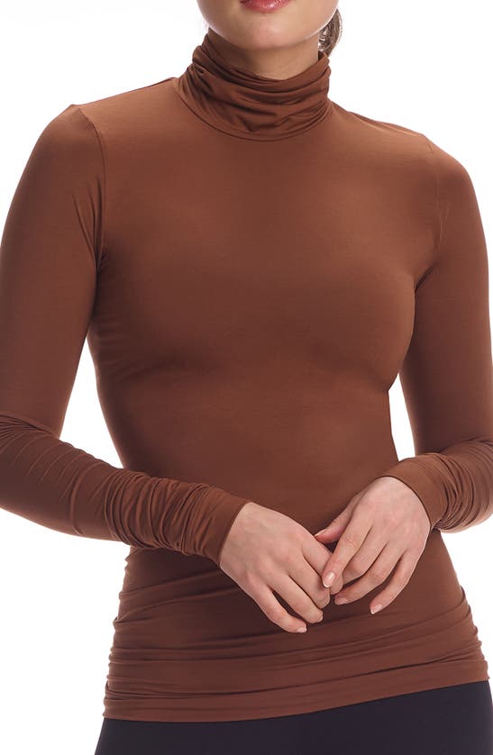 Commando Butter Long-sleeve Turtleneck Top In Cinnamon