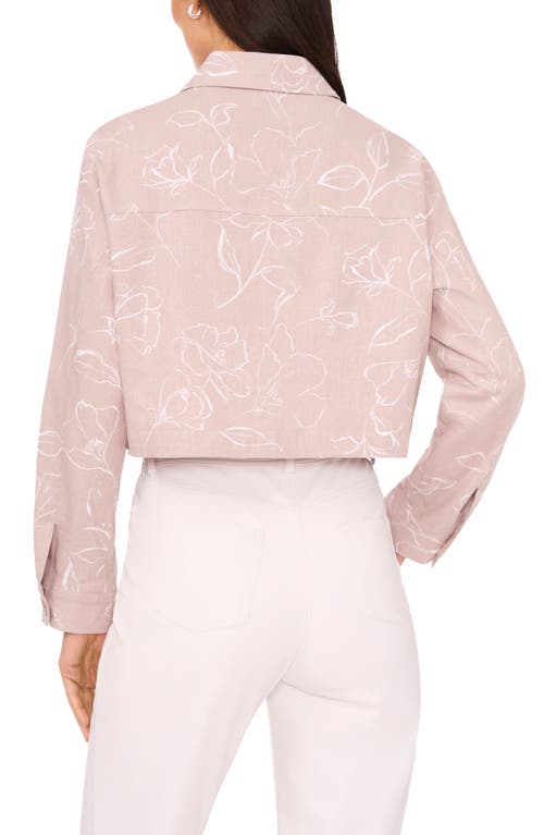 Halogenr Halogen(r) Crop Linen Blend Jacket In Oxford Beige Print