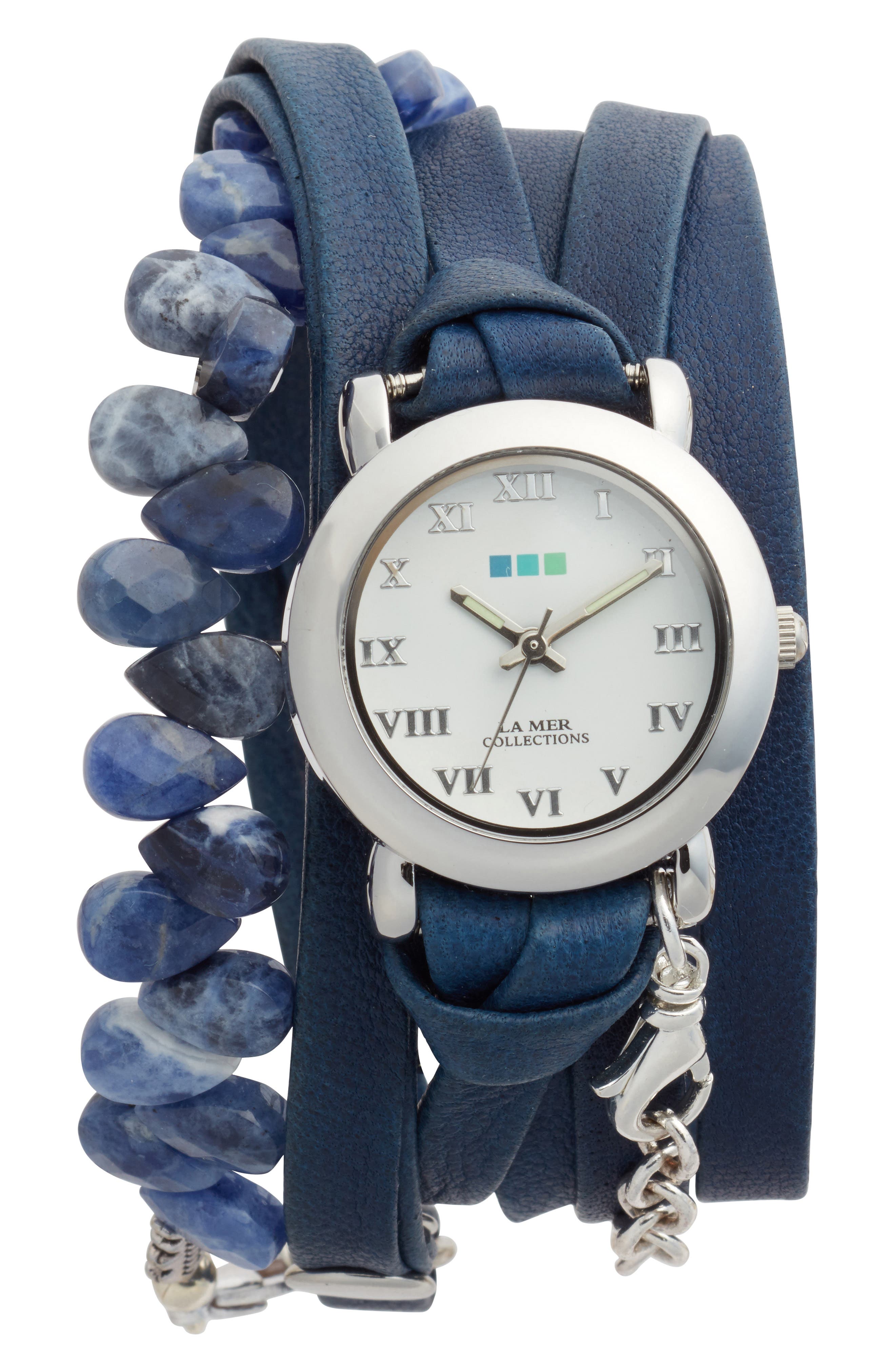 La Mer Collections Stone & Leather Wrap Strap Watch, 22mm Nordstrom