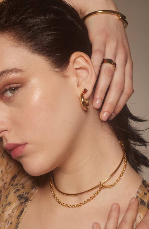 Lady Grey Tilt Hoop Earrings In Gold/red