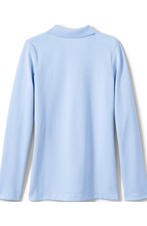 Shop Lands' End School Uniform Girls Long Sleeve Feminine Fit Mesh Polo Shirt In Blue