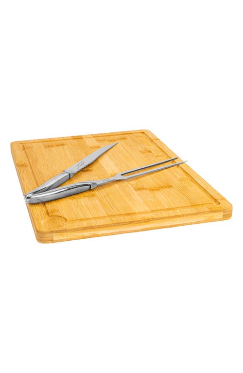 French Home Laguiole Carving Board & Tools Set In Silver/stainless-steel