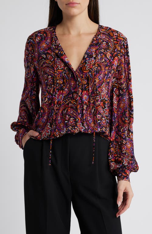 KOBI HALPERIN Roxanne Paisley Print Button-Up Top in Black Multi 