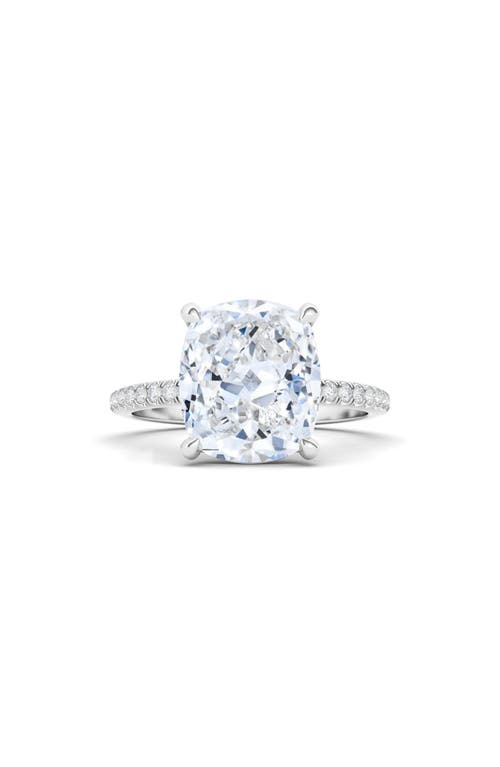 Hautecarat Cushion & Pavé Lab Created Diamond 18k Gold Ring In 18k White Gold