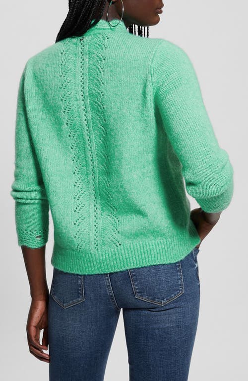 Shop Guess Macie Pointelle Detail Cardigan In Sea Glass Green