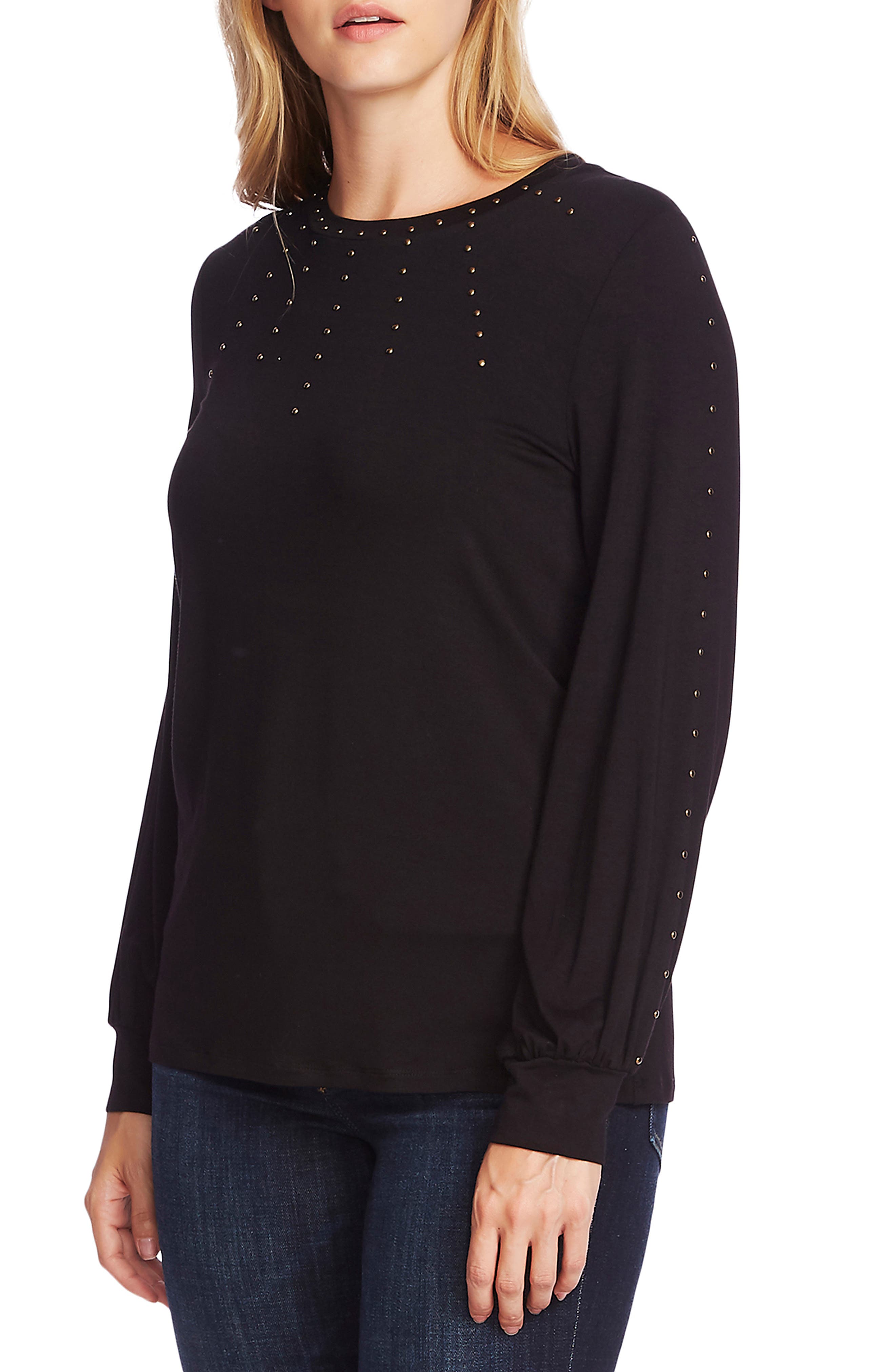 Vince Camuto Tops Stud Detail Long Sleeve Top