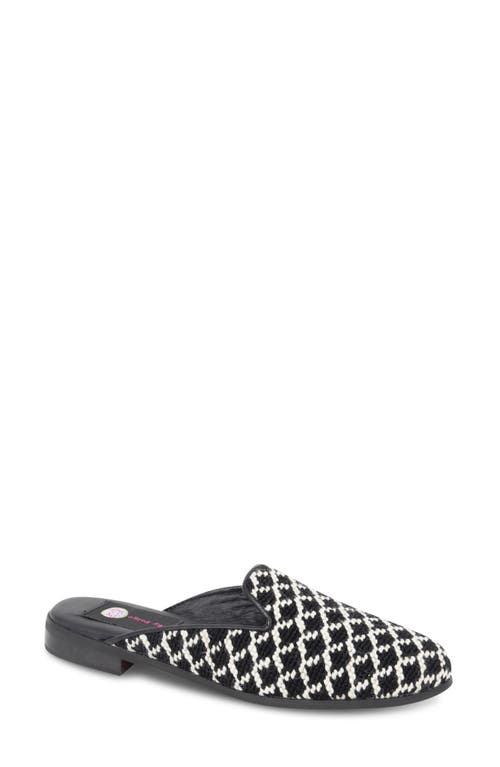 ByPaige BY PAIGE Needlepoint Houndstooth Mule in Black Fish Scale