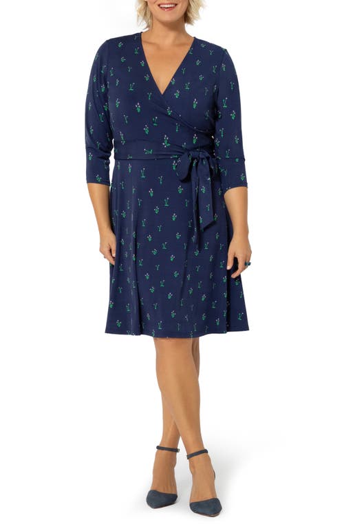 Perfect Faux Wrap Dress in Wispy Floral Patriot Blue