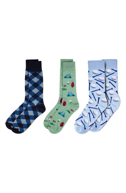 Shop Memoi Sports Assorted 3-pack Crew Socks In Light Blue Multi