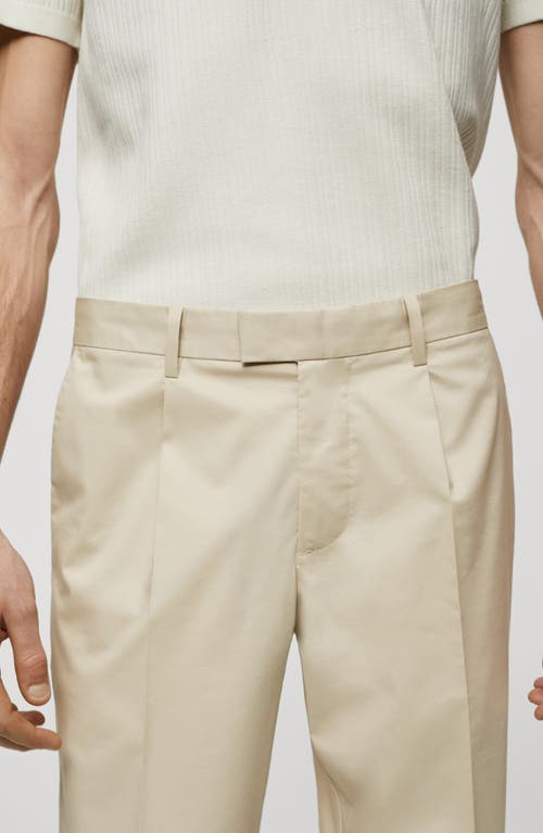 Shop Mango Pleated Slim Fit Dress Pants In Beige