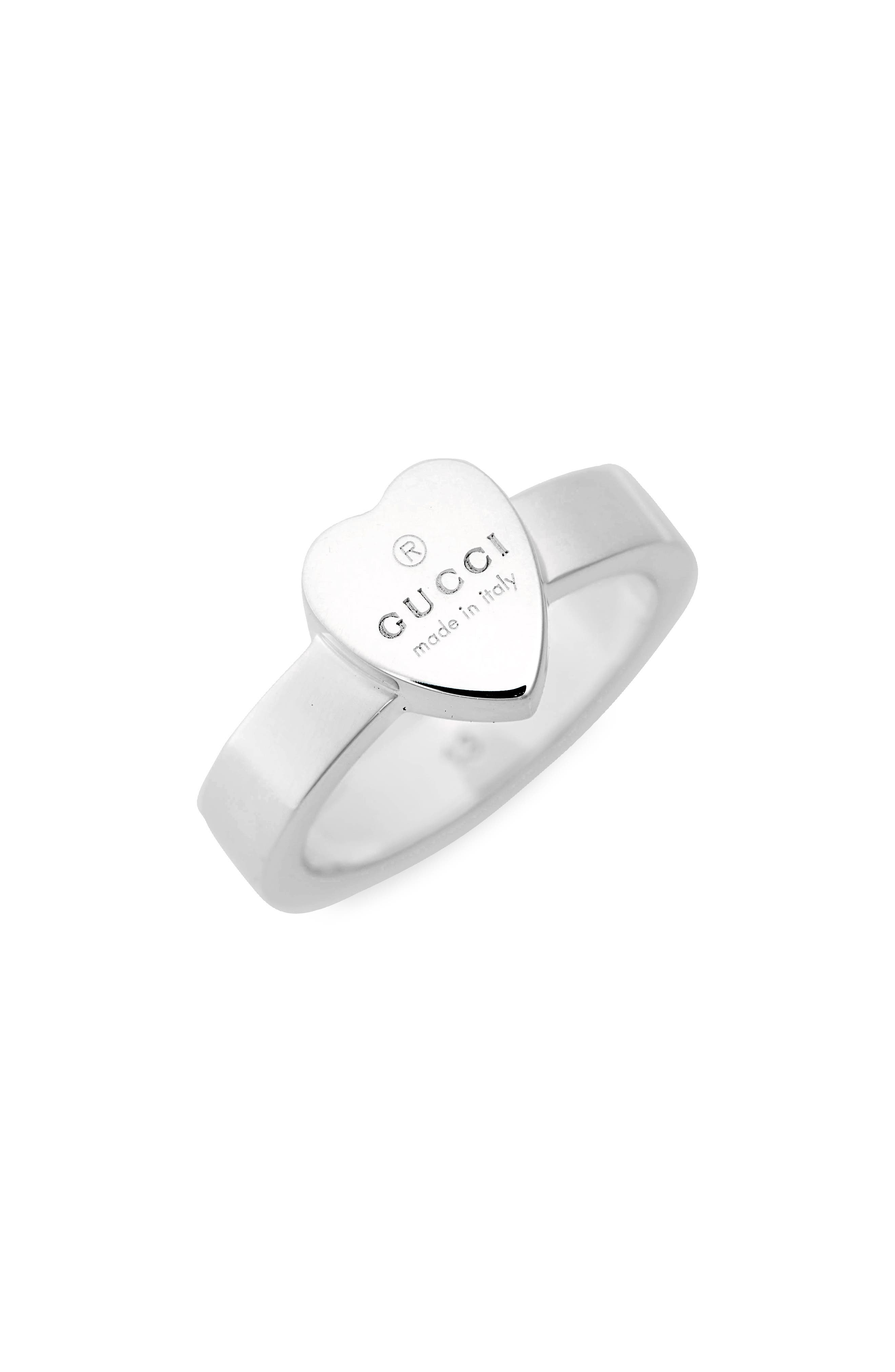 Gucci Trademark Heart Ring in Sterling Silver at Nordstrom, Size 6.5 Us
