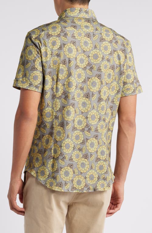 EMANUEL BERG EMANUEL BERG 4FLEX MODERN FIT FLORAL SHORT SLEEVE KNIT BUTTON-UP SHIRT 