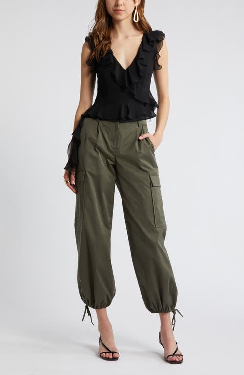 Open Edit Ruffle Sleeveless Crop Top In Black