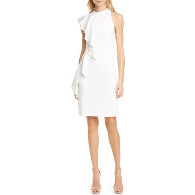 Alice + Olivia Stephanie Asymmetrical Ruffle Dress, Ivory