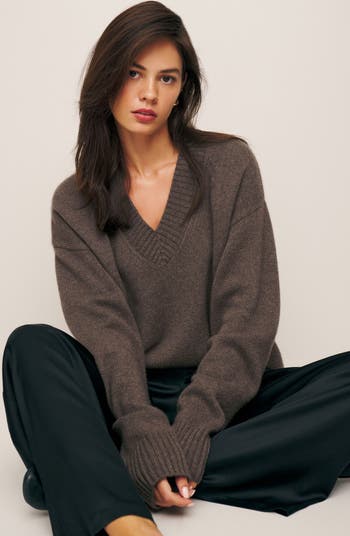 Jadey Cashmere Oversized V-neck Sweater