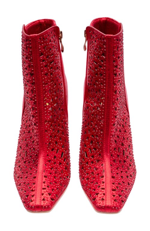 Lady Couture Breeze Rhinestone Pointed Toe Bootie In Red