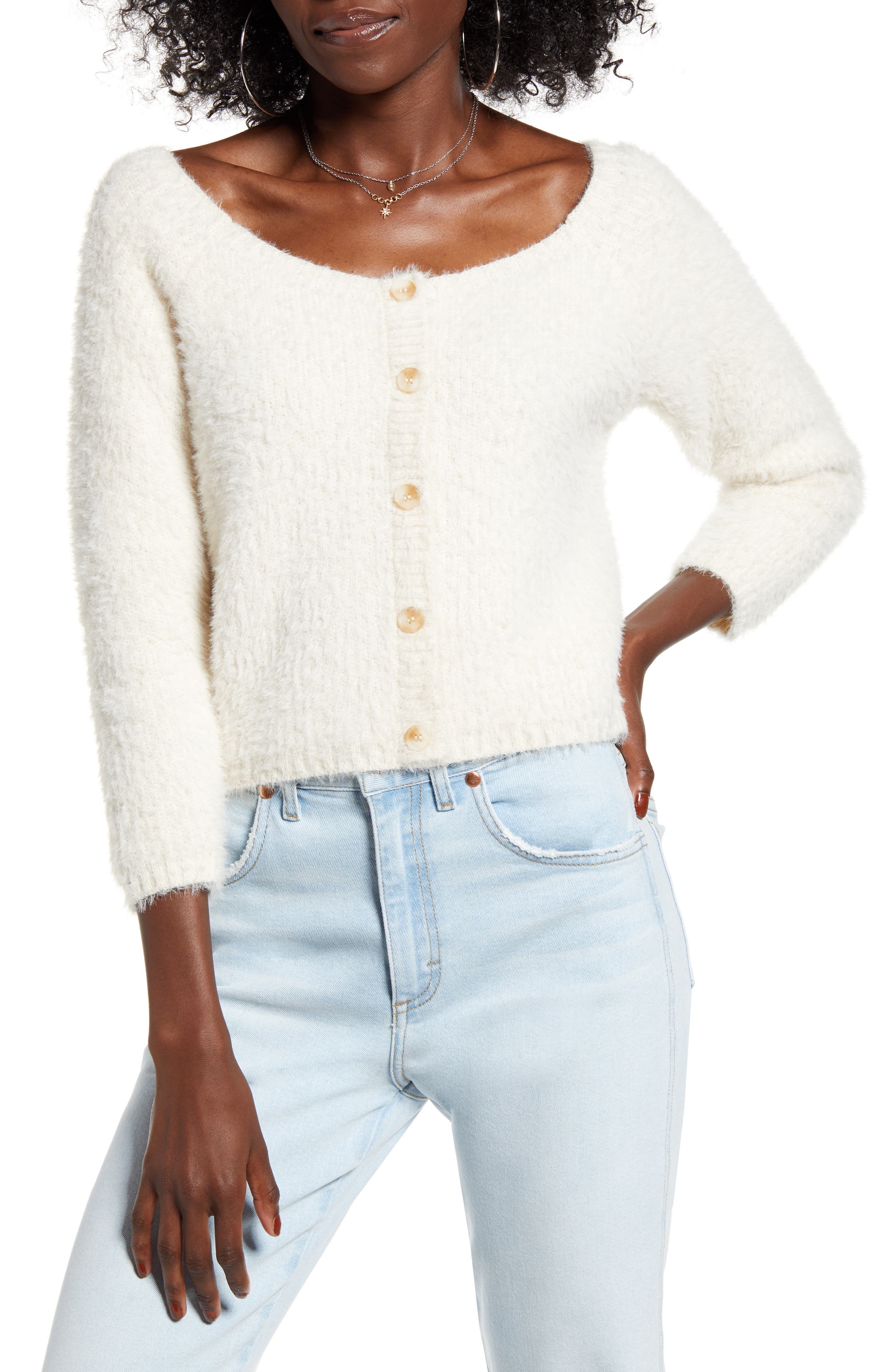 Cotton Emporium Eyelash Crop Cardigan Nordstrom