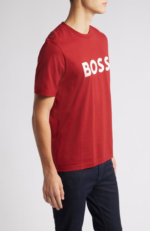 Shop Hugo Boss Boss Tiburt Logo Graphic T-shirt In Medium Red