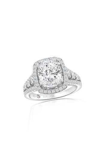 Suzy Levian White Sterling Silver White Cubic Zirconia Engagement Ring In White