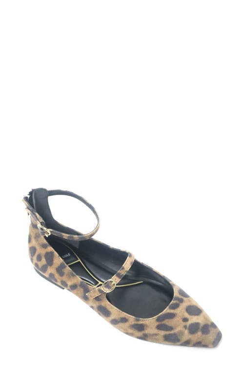 Kenneth Cole Nolita Ankle Strap Mary Jane Flat In Leopard Suede