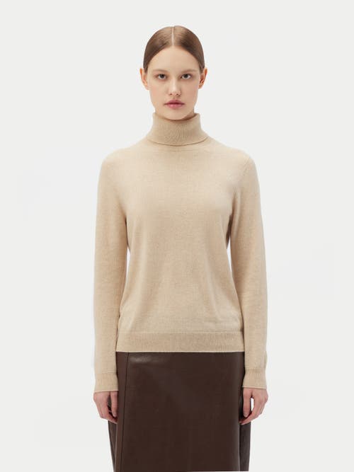 Shop Gobi Cashmere Classic Turtle Neck In Beige