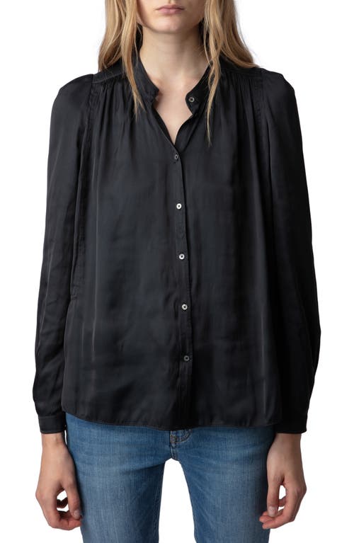 Zadig & Voltaire Tchin Band Collar Satin Blouse at Nordstrom,