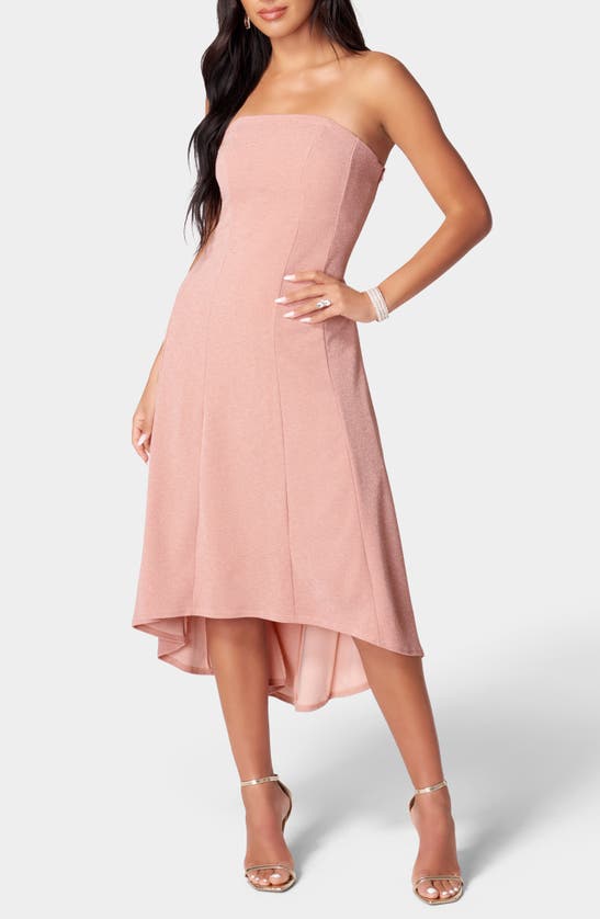 Shop Bebe Strapless High-low Dress In Rose