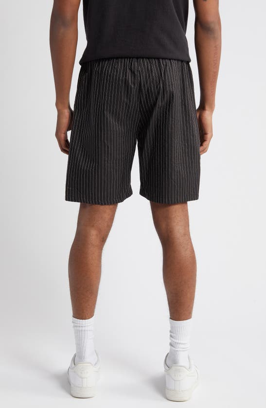 Shop Renowned Lover's Patch Pinstripe Drawstring Shorts In Black