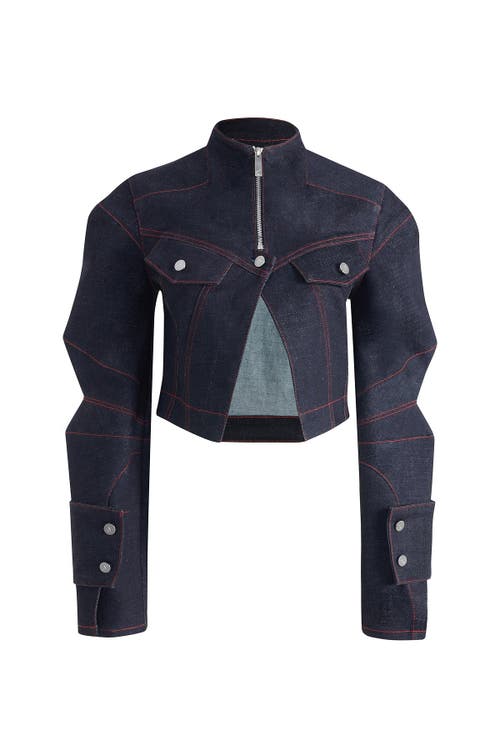 Jendue Davidson Cropped Denim Jacket In Deep Blue