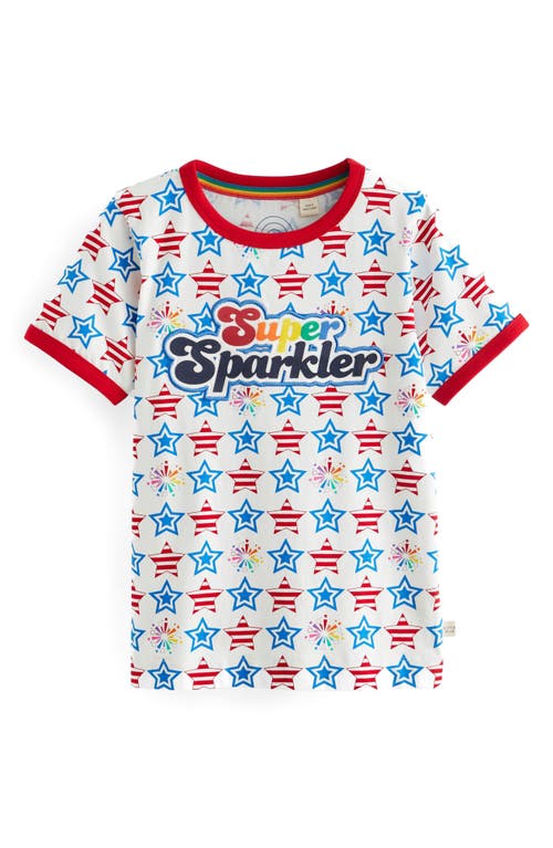 Shop Little Bird Kids' Super Sparkler Appliqué Cotton Graphic T-shirt In White