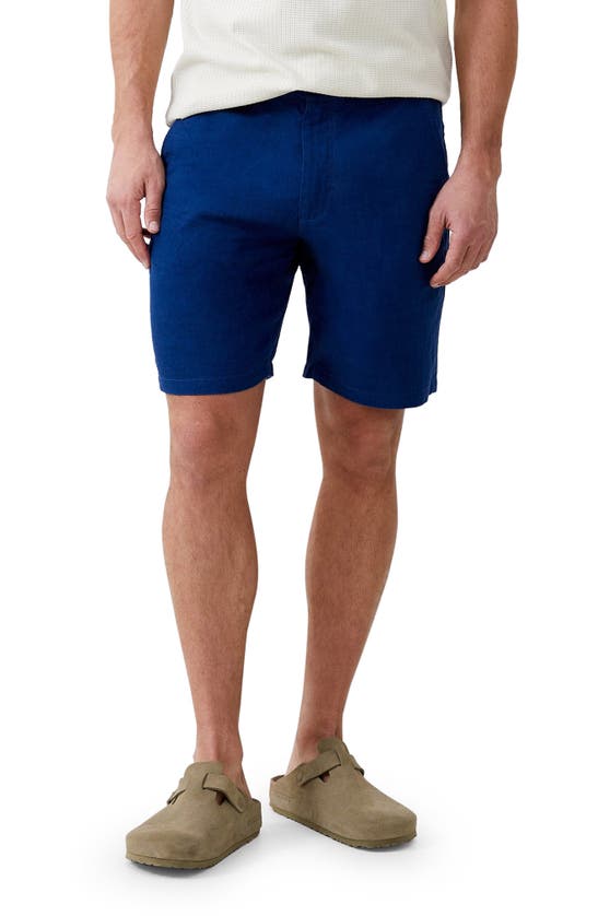 French Connection Linen Blend Shorts In Navy