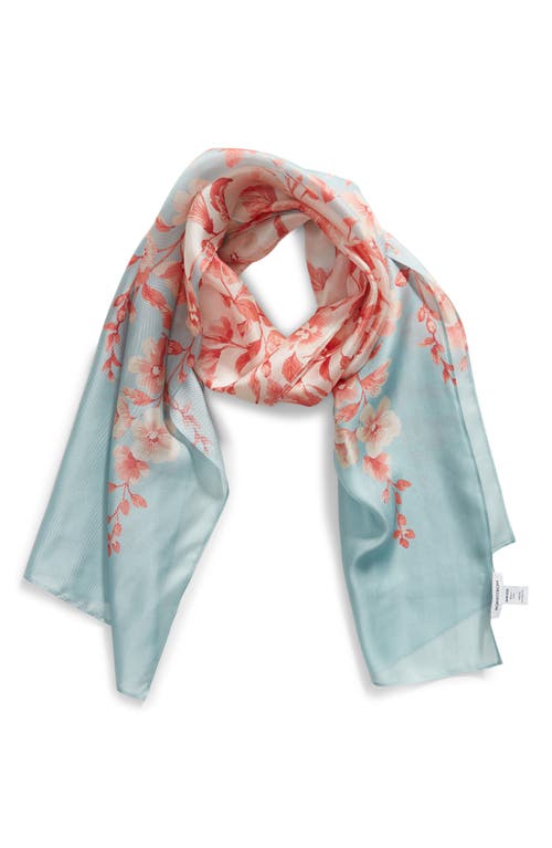 Shop Nordstrom Herringbone Silk Scarf In Teal Golden Hour