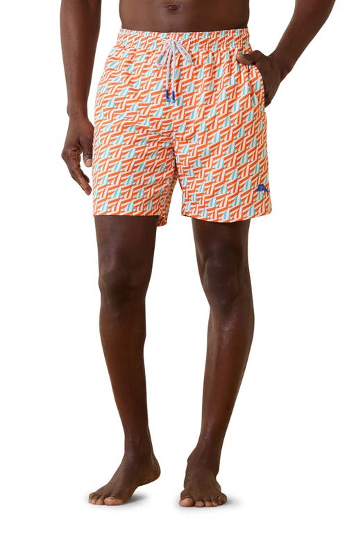 Tommy Bahama Naples Sail Away Geo Swim Trunks Curuba at Nordstrom,