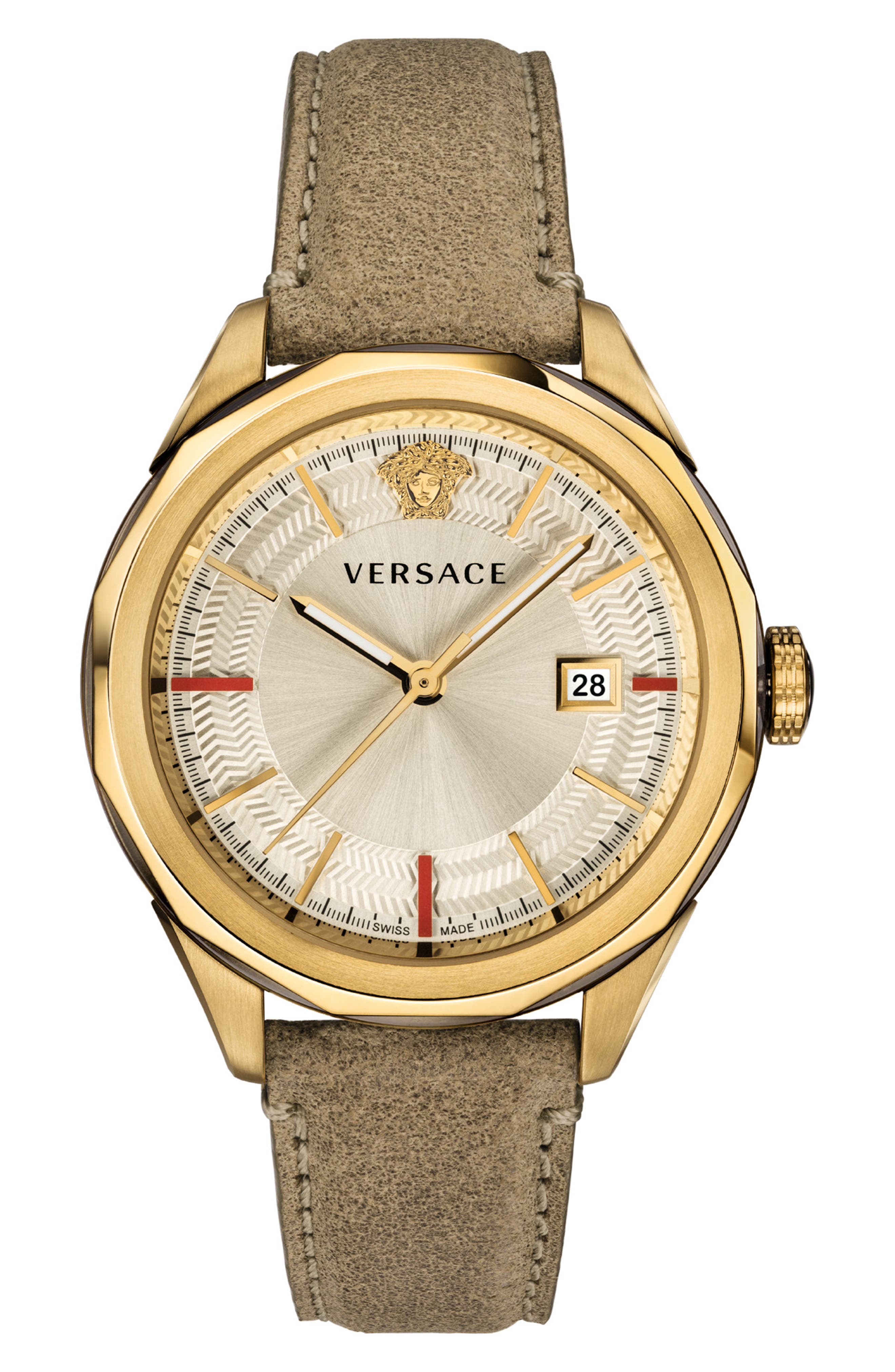 Versace Glaze Leather Strap Watch, 43mm 