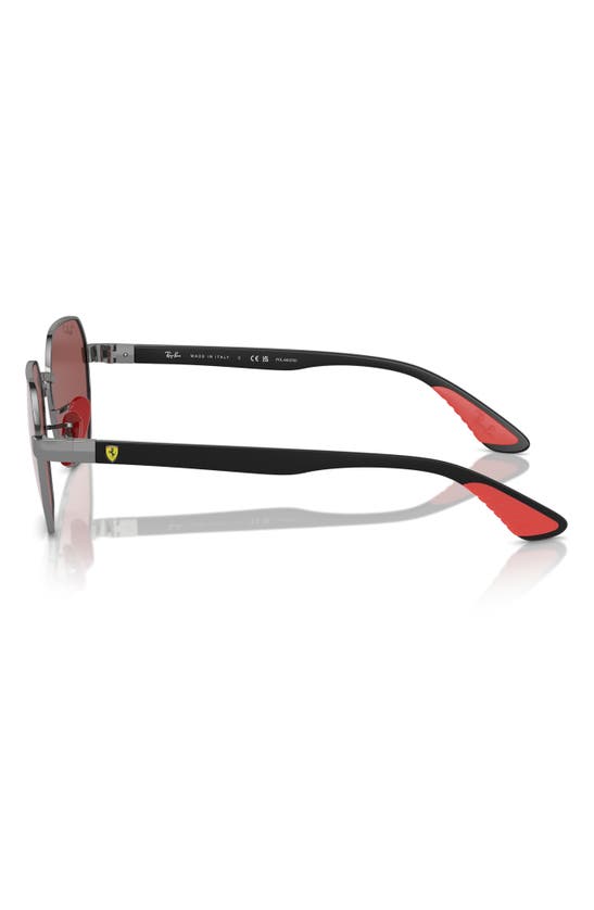 Shop Ray Ban Ray-ban X Scuderia Ferrari 54mm Polarized Chromance Irregular Sunglasses In Gunmetal