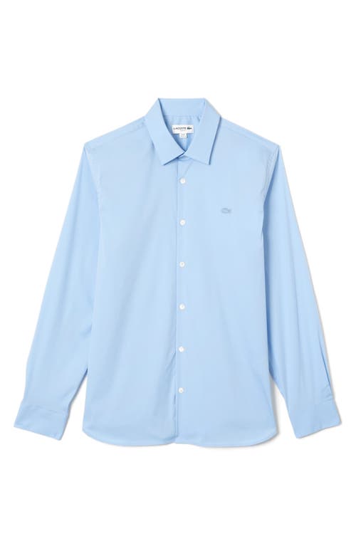 Lacoste Slim Fit Solid Stretch Button-Up Shirt Blue Overview at Nordstrom,