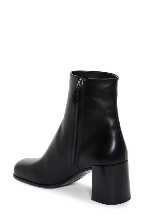 Prada Black Leather Ankle Boots With Logo Triangle Women In Nero