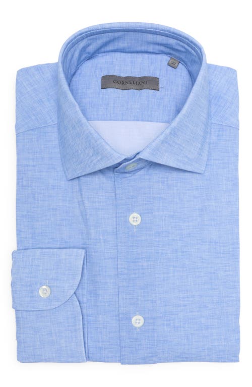 Corneliani Denim Effect Button-Up Dress Shirt in Light Blue