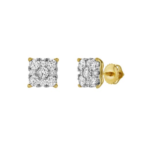 Luvmyjewelry Nova 14k Yellow Gold Cluster Lab Grown Diamond Unisex Earrings In 14k Yellow Gold