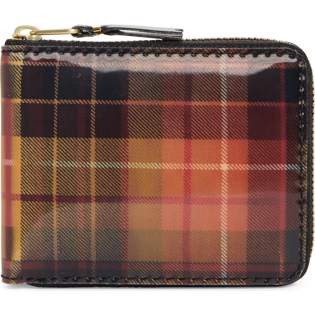 COMME DES GARÇONS COMME DES GARÇONS WALLETS LENTICULAR TARTAN COATED LEATHER HALF ZIP WALLET