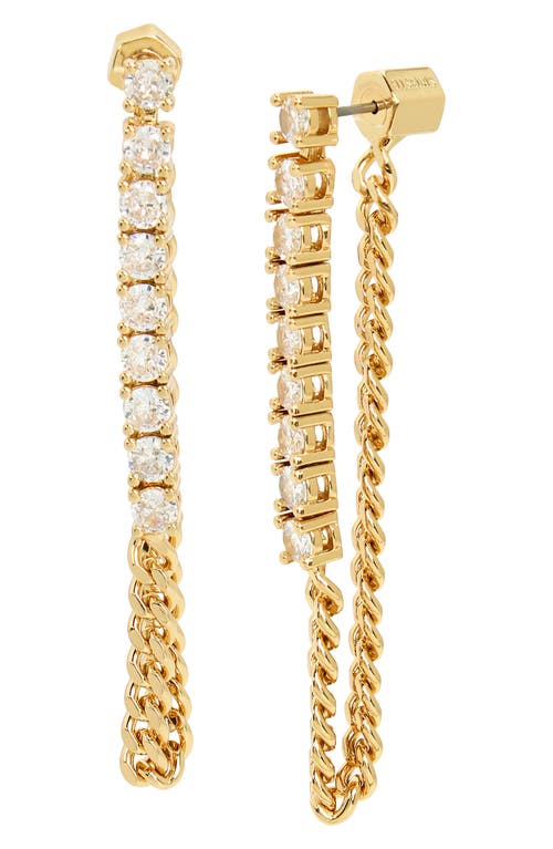Allsaints Crystal Draped Front/back Earrings In Gold