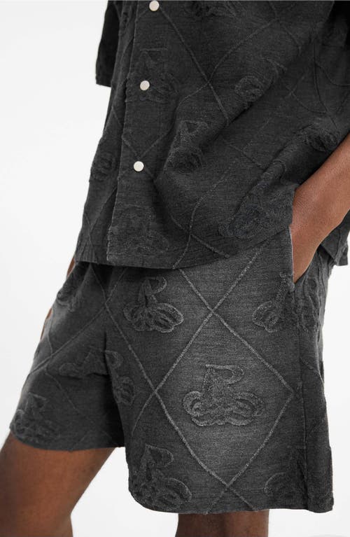 Shop Represent Textured Logo Knit Shorts In Jet Black