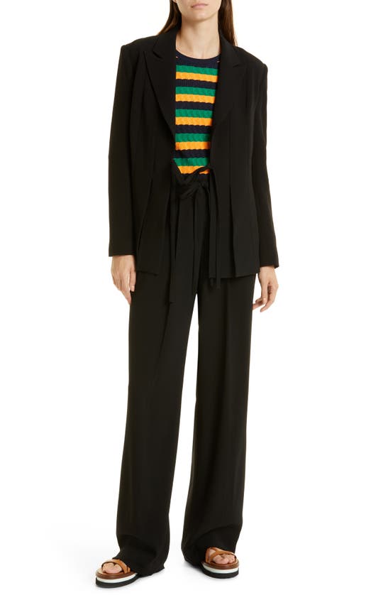 Jason Wu Tie-front Peak-lapel Blazer In Black (matte Side)