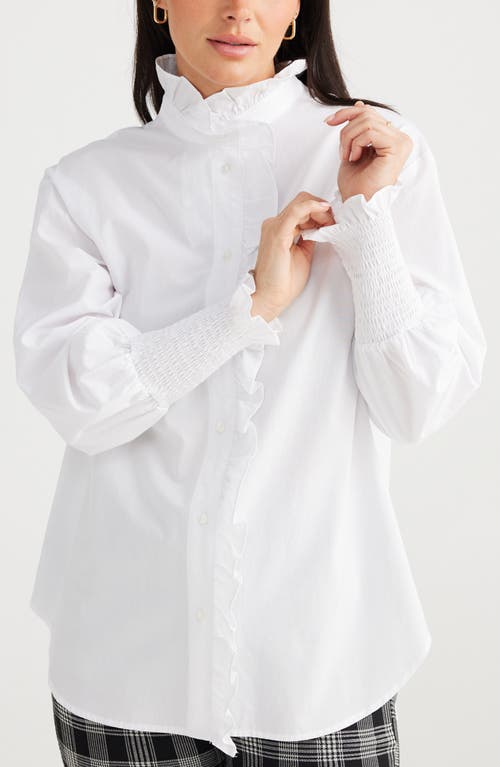 Shop Brave + True Brave+true Countess Ruffle Edge Button-up Shirt In White