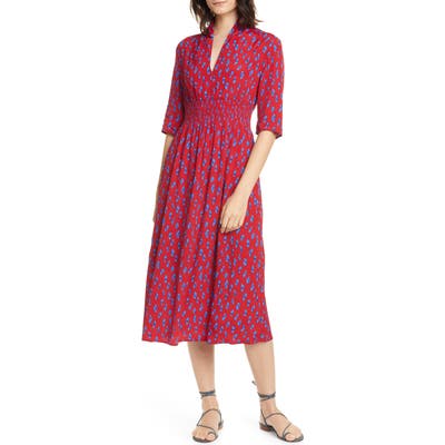 Ba & sh Oria Print Midi Dress, Red