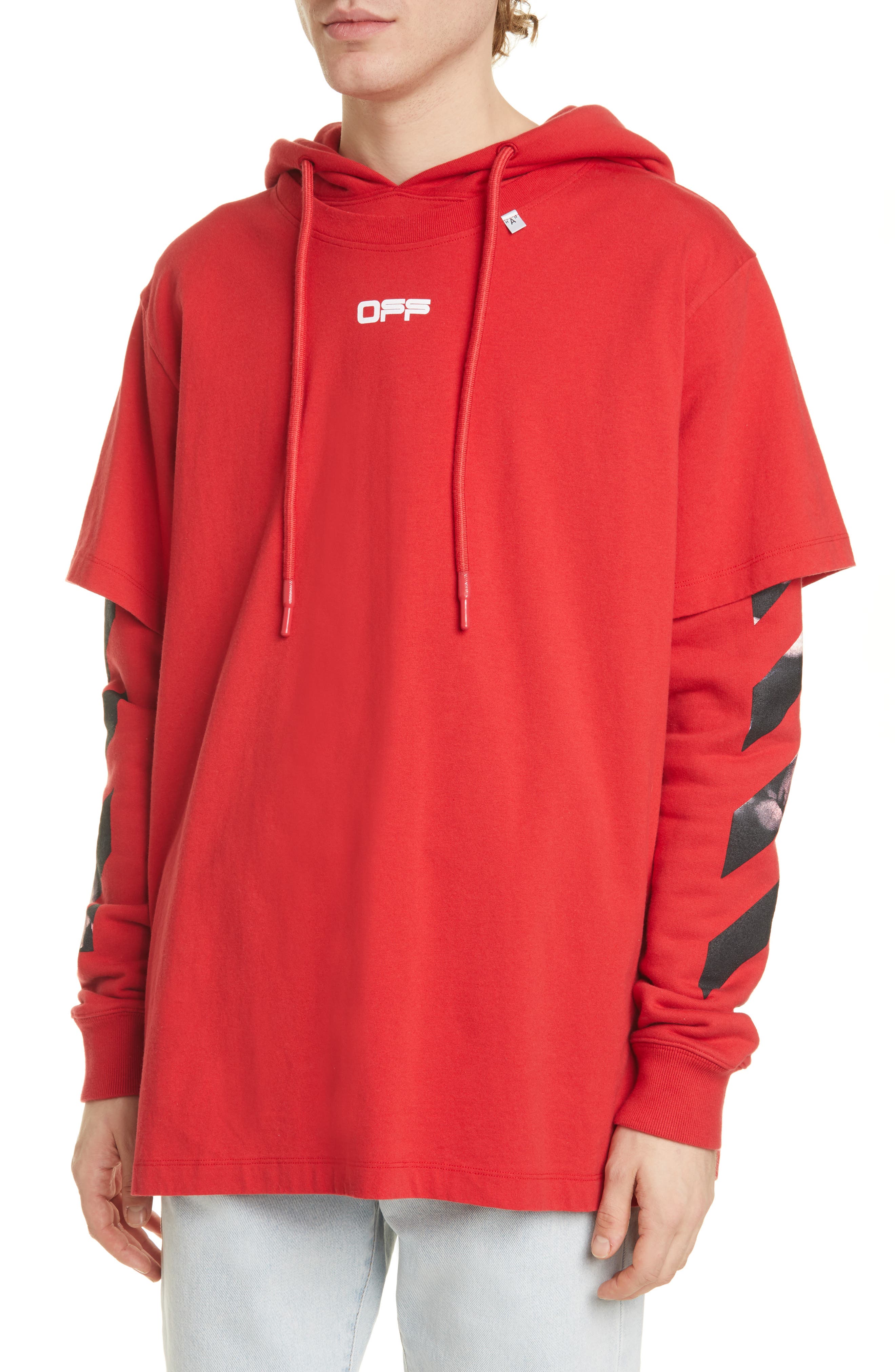 off white layered hoodie