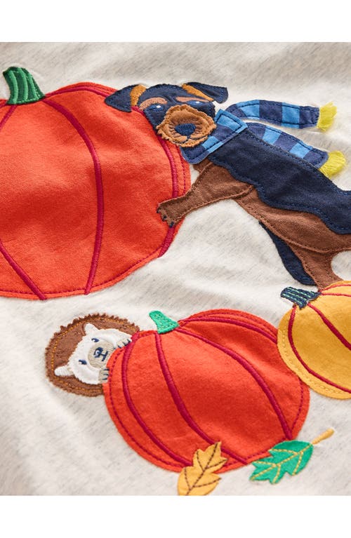 Shop Boden Kids' Pumpkin Pup Appliqué Long Sleeve T-shirt In Dusk Blue