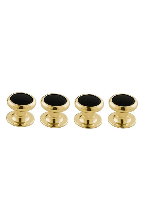 Set of 4 Onyx Studs in Gold